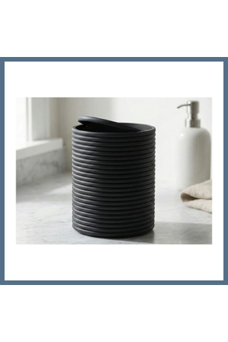 Buradabulabilirsin 3d Baskı Mini Yivli Çöp Kutusu Sallanır Kapaklı Masaüstü Banyo Makyaj Masası Kovası 12x9 Cm Antrasit Bbz