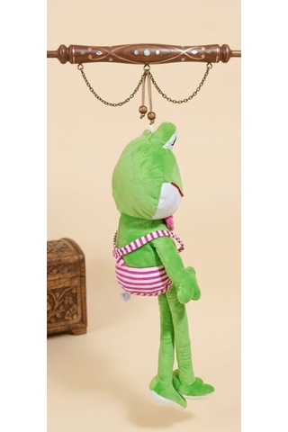 Peluş Uzun Bacaklı Kurbağa-60 Cm Pembe - Yeşil