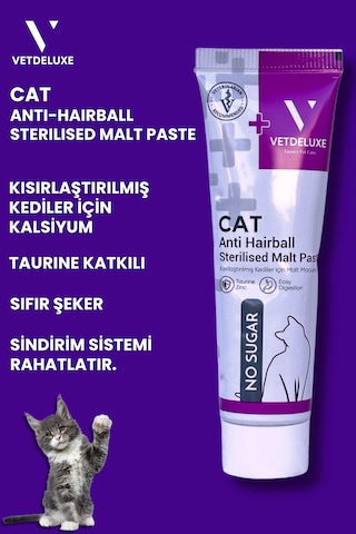 Vetdeluxe Sterilised Malte Paste Kısırlaştırılmış Kedi İçin Tüy Yumağı Önleyici Malt 100 G