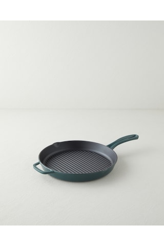 English Home Hecha Demir Döküm Yuvarlak Grill Tava 28x4 Cm Mat Yeşil Mat Yeşil