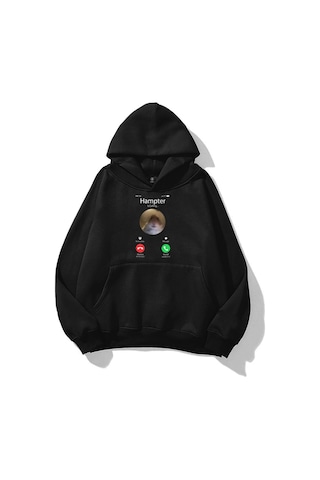 Nevermind Unisex Hampter İs Calling Sweatshirt Siyah Siyah