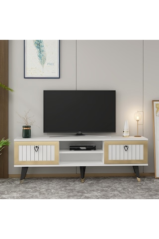 LİDYA TV STAND BEYAZ-ALTIN