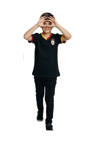 Galatasaray Lisanslı 5 Yıldızlı Siyah Basic Çocuk T-shirt Siyah.