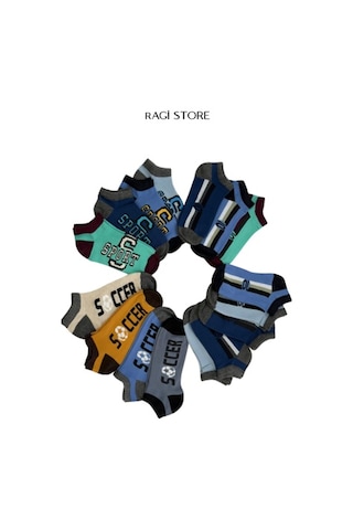 7'li Mix Desen Dikişsiz Penye Erkek Çocuk Patik Çorap Çok Renkli