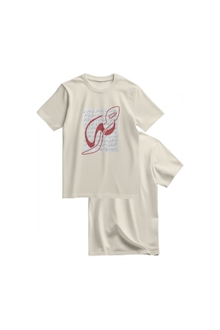 Unisex Kısa Kollu Hat Sanatı Ve Tarihi Kolaj Baskılı Tişört S - 2xl T300031 Krem