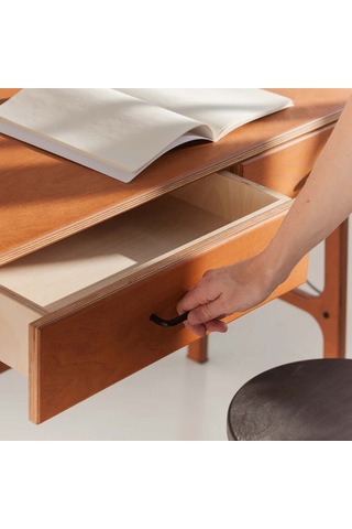 Woodesk Cosmos Ahşap Çalışma Masası Ve Kitaplık, 190x100 Tik Renk Teak