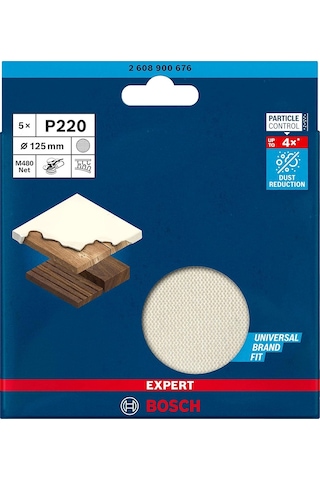 Accessories 5x Expert M480 Zımpara Filesi Sert Ahşap İçin, Ahşap Üzerine Boya, Çap 125 Mm, Granülasyon 220, Eksa