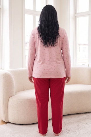 Siyah İnci Pamuklu Likralı Büyük Beden Battal Boy Örme Pijama Takım26240889 Çok Renkli
