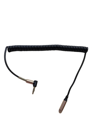 3.5mm Spiral Aux Uzatma Kablosu - L Tipi Erkek - Dişi Ses Kablosu, Altın Kaplama Uçlu, Kırılma Önleyici Metal Yay Korumalı Kulaklık Ve Araç Ses Uzatıcı Siyah