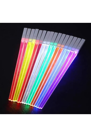 Chopssticks Led Işıklı Yemek Çubukları Ve Sofra Takımı Çift5 Beyaz
