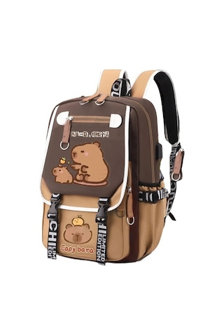 Daheng3 "şık Kawaii Capybara Bilgisayar Sırt Çantası Üniversite Okul Günlük Sırt Çantası Gençler Için Büyük Kapasiteli Ayarlanabilir Askılı Okul Çantası " Kahverengi