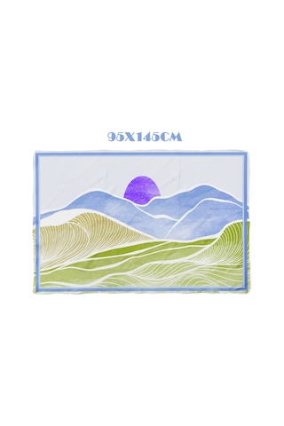 Sunwave Mavi - Yeşil Desen İç Göstermeyen Saten Pareo Çok Renkli
