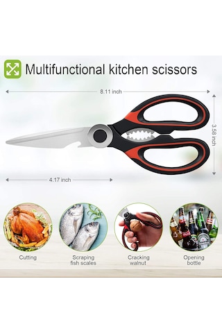 Wezone Çok Amaçlı Ultra Keskin Çelik Mutfak Makasları - Tavuk, Et, Balık, Sebze Ve Otlar İçin Güçlü K Kesici