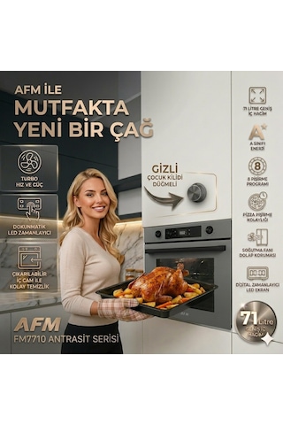 Alveus Afm Serisi Grix Vitro FM7710 + V6-05 + FM3407 Elektrikli Cam Antrasit Ankastre Set