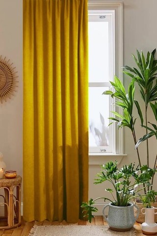 Home Color Home Hardal Sarısı Petek Kadife Dokulu Fon Perde Düz Dikişli Ekstrafor Büzgü Diğer