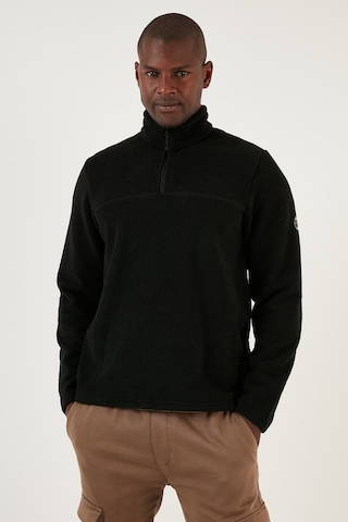 Buratti Slim Fit Yarım Fermuarlı Yumuşak Dokulu Şardonlu Kışlık Erkek Polar 59060011 Siyah