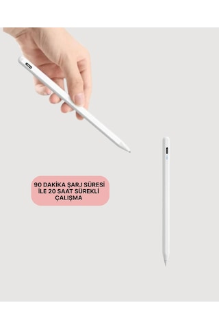 Yüksek Hassasiyetli Eğim Sensörlü Dijital Kalem Usb-c Hızlı Şarjlı Yeni Nesil Beyaz