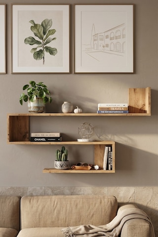 Yurudesign Shelf R10 Modern Duvar Rafı Kitaplık Atlantik Çam