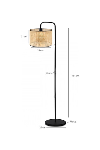 Suitable Metal Gövdeli Rattan Hasır Başlık Çok Amaçlı Lambader Salon Köşe Lambası Çok Renkli