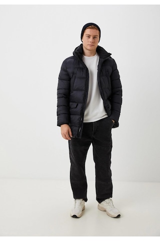Erkek Şişme Mont Siyah Kapüşonlu Termo Dolumlu Ve Iç Astarlı 6 Cep Dik Yaka Mont Ncs Jeans 4994-Siyah