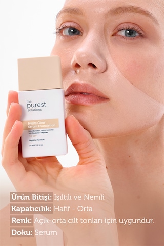 The Purest Solutions Nemlendirici & Canlandırıcı Serum Fondöten SPF 50+, 30 ml – Açık / Orta Ton