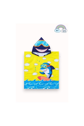 My Kids Wear Erkek Çocuk Deniz Kombini 3 Lü Set Mayo, Havlu Ve Bone 12585 Kırmızı - Sarı