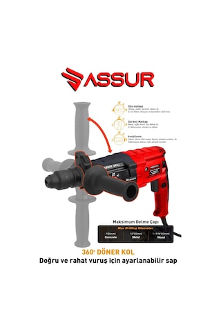 Assur Profesyonel Metal Şanzıman Kırıcı Delici Hilti Darbeli Matkap 2 - 28mm - 1799