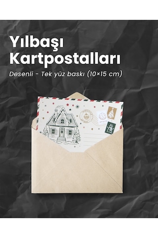 Yılbaşı Ev Temalı Kartpostal Ve Zarf Seti, Yeniyıl, Noel, Tebrik
