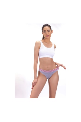Cottonhill Gri Renk Spor Kesim %90 Pamuklu Kadın Bikini Külot Gri