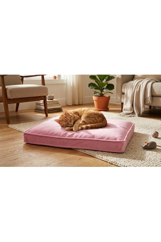 Brt Pet Premium Kedi Köpek Yatağı - 50x70 Fermuarlı Yıkanabilir Minder - Pembe