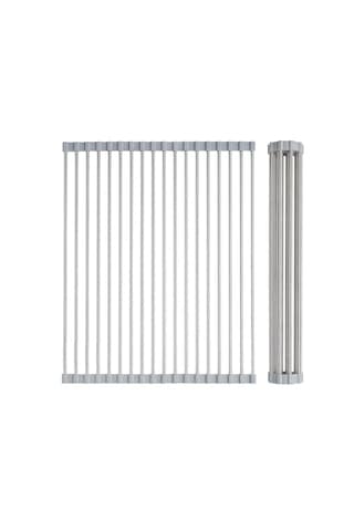 Fosenze Katlanabilir Silikonlu 304 Paslanmaz Çelik Bulaşık Kurutma Raftı, Meyve Ve Sebze Askısı, Çok Amaçlı Mutfak Aksesuarı Gri