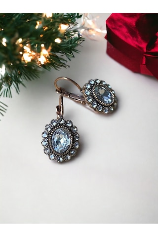 Kristal Taşlı Oval Küpe Tycd144cd5915f0732 Beyaz
