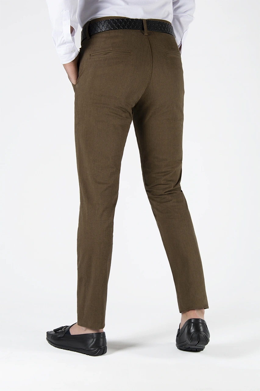 Veaven Erkek Kahve Slim Fit Düz Model İtalyan Kesim Keten Pantolon Çok Renkli15
