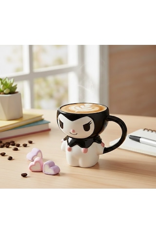 Kuromi Karakterli 3d Tasarım Seramik Kupa Çok Renkli