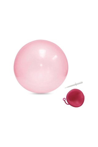 Konesam Tpr Materyal Pembe 60cm Orta Boy Şişirilebilir Şeffaf Balon Topu - Vurmalı Top, Haşhaş Topu, Renkli Çanta Ve Blower Borusu İçerir