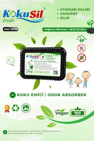 Kokusil Ayakkabı Dolabı, Gardırop Koku Giderici Ve Koku Emici Siyah