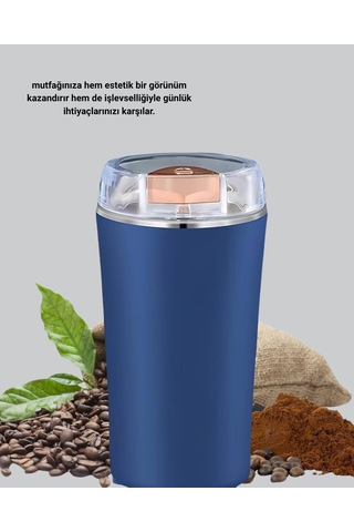 Elektrikli Kahve Ve Baharat Öğütücü Güçlü Motor Paslanmaz Çelik Gövde Kolay Temizlik Gri
