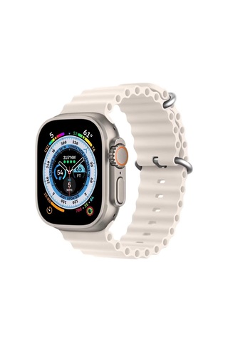 Microsonic Apple Uyumlu Watch Series 7 45mm Kordon Ocean Band Bej