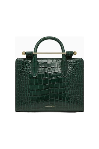 Strathberry Mini Bottle Green Kroko Deri Lüks Tote Çanta, Şık Ve Zamansız Tasarım Omuz Çantası Yeşil