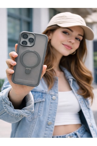 Mmc Trend Apple Uyumlu iPhone 14 Pro Max Lensli Telefon Kılıfı Gri
