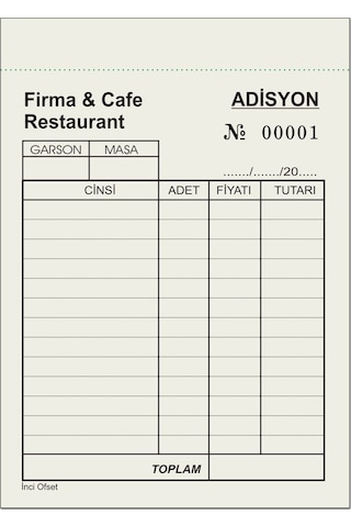 Adisyon Sipariş Fişi Firma Ya Özel Baskı A6 Tek Nüsha 100 Cilt Adisyon Sipariş Fişi Firma Ya Özel Baskı A6 Tek Nüsha 100 Cilt