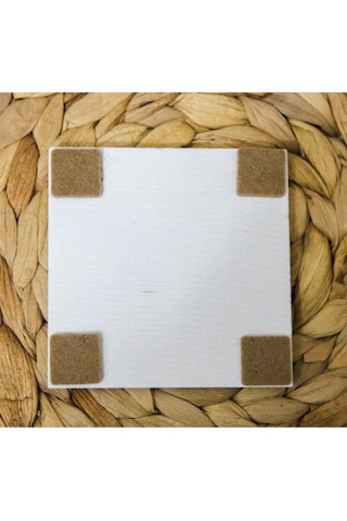 Baskılı Doğal Taş Bardak Altlığı 4'lü Set 10X10X1 CM Çok Renkli