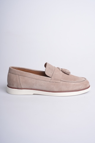 Fame Step Hakiki Deri Erkek Loafer Ayakkabı Süet Günlük Rahat Casual Mokasen Püsküllü Siena Bej