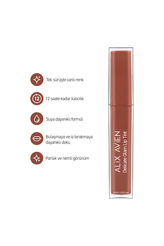 Kalıcı & Suya Dayanıklı Dudak Parlatıcı Tint - Delicate Glam Lip Tint 705 Brick Brown Nude