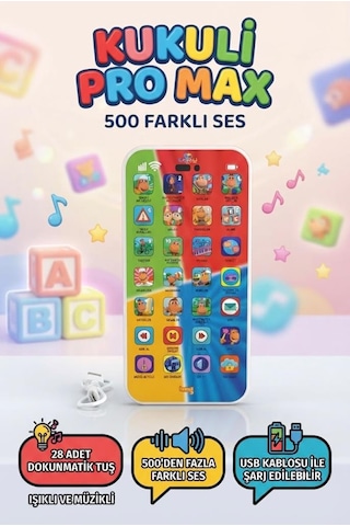 Eğitici Kukuli Şarjlı Telefon Pro Max: 28 Dokunmatik Tuşlu Ve 500 Farklı Sesli Oyuncak Telefon