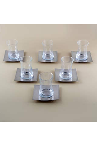 Jumbo Timeless Cubic 6'lı Çay Tabağı Seti Çelik Diğer