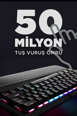 Rampage ALLY K11 12 Işık Modlu Red Switch Mekanik Bilek Destekli Rainbow Antighosting Oyuncu Klavye