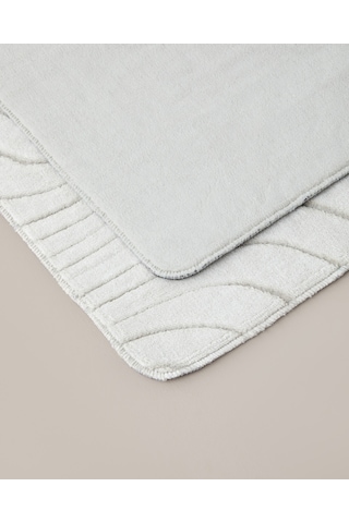 English Home Curveline Kaydırmaz Taban Banyo Paspası Seti 60x100 Cm + 50x60 Cm Bej