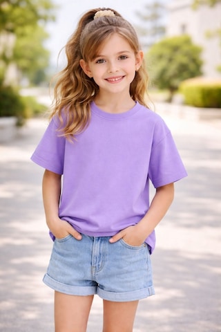 Zuzunga Unisex Basic Kısa Kollu Çocuk T-shirt Mor