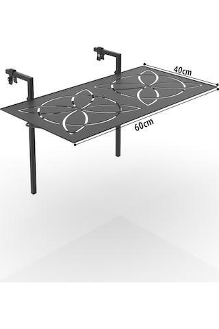 Lazer Kesim Katlanır Metal Balkon Masası